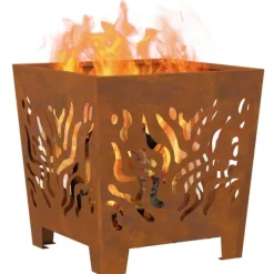 vidaXL Bålsted Brun 40 x 40 x 40 cm Forvitret stål Discount