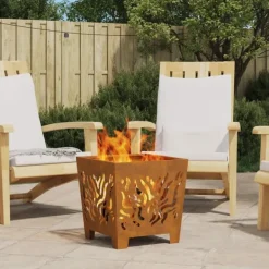 vidaXL Bålsted Brun 40 x 40 x 40 cm Forvitret stål Discount