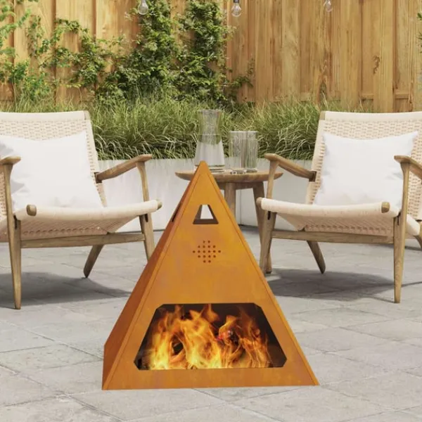 vidaXL Terrassevarmere>Bålsted Brun 50 x 50 x 51 cm Forvitret stål