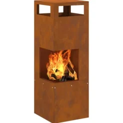 vidaXL Terrassevarmere>Bålsted Brun 35 x 35 x 100 cm Forvitret stål