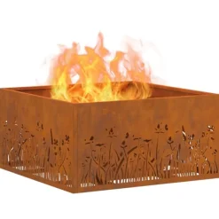 vidaXL Bålsted Brun 60 x 60 x 30 cm Forvitret stål Best