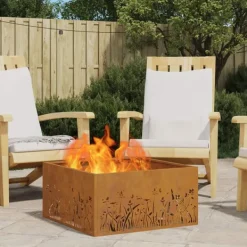 vidaXL Bålsted Brun 60 x 60 x 30 cm Forvitret stål Best