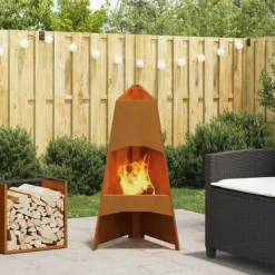 vidaXL Terrassevarmere>Bålsted Brun 50 x 50 x 95 cm Forvitret stål