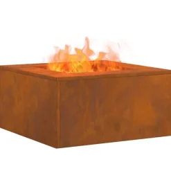 vidaXL Bålsted Brun 60 x 60 x 30 cm Forvitret stål Clearance