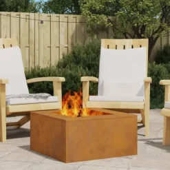 vidaXL Bålsted Brun 60 x 60 x 30 cm Forvitret stål Clearance