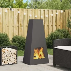 vidaXL Bålsted Sort 50 x 35 x 100 cm Koldvalset stål Best