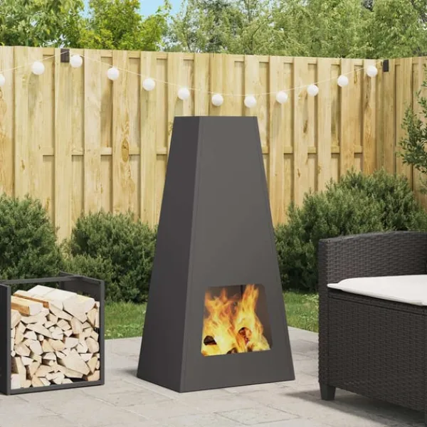 vidaXL Bålsted Sort 50 x 35 x 100 cm Koldvalset stål Best