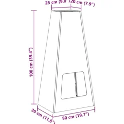 vidaXL Bålsted Sort 50 x 35 x 100 cm Koldvalset stål Best