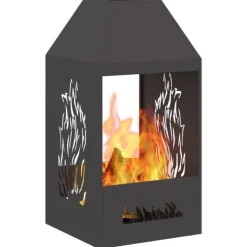 vidaXL Bålsted Sort 50 x 50 x 100 cm Koldvalset stål Outlet