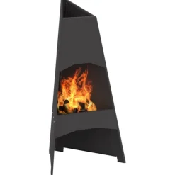 vidaXL Terrassevarmere>Bålsted Sort 50 x 50 x 95 cm Koldvalset stål