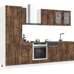 vidaXL 8-delt køkkenskabssæt "Lucca" røget eg konstrueret træ Best