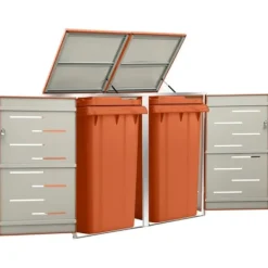 vidaXL dobbelt skraldespandsskjuler 138x77,5x112,5 cm rustfrit stål - Affaldsspandsskjulere