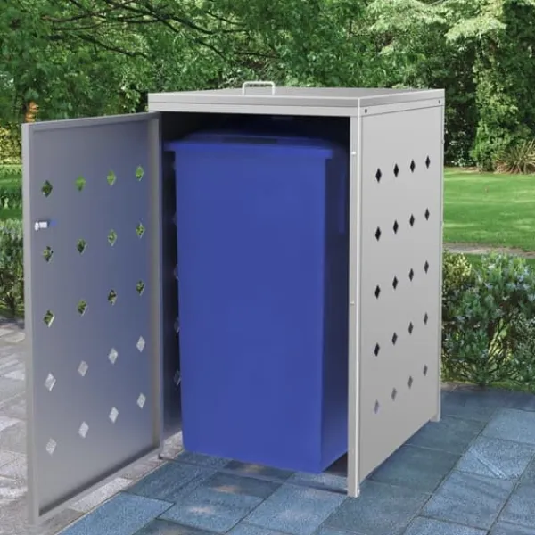 vidaXL Tilbehør Til Affaldshåndtering>enkelt skraldespandsskjuler 240 l rustfrit stål - Affaldsspandsskjulere