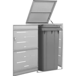vidaXL enkelt skraldespandsskjuler 69x77,5x112,5 cm rustfrit stål - Affaldsspandsskjulere Clearance