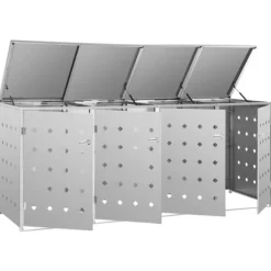 vidaXL firdobbelt skraldespandsskur 240 l rustfrit stål - Affaldsspandsskjulere Online