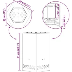 vidaXL Fire Pit Brown 38 x 38 x 51 cm Weathering steel New