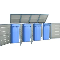 vidaXL Tilbehør Til Affaldshåndtering>firedobbelt skraldespandsskjuler 276,5x77,5x112,5 rustfrit stål - Affaldsspandsskjulere