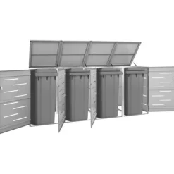 vidaXL Tilbehør Til Affaldshåndtering>firedobbelt skraldespandsskjuler 276,5x77,5x112,5 rustfrit stål - Affaldsspandsskjulere