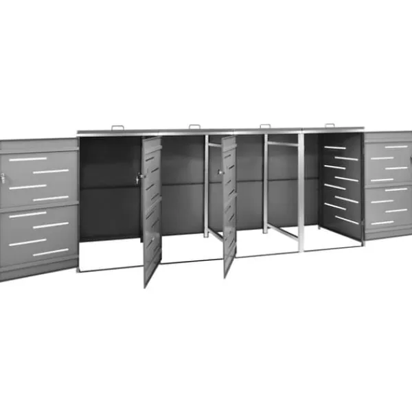 vidaXL Tilbehør Til Affaldshåndtering>firedobbelt skraldespandsskjuler 276,5x77,5x112,5 rustfrit stål - Affaldsspandsskjulere