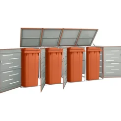 vidaXL firedobbelt skraldespandsskjuler 276,5x77,5x112,5 rustfrit stål - Affaldsspandsskjulere Best