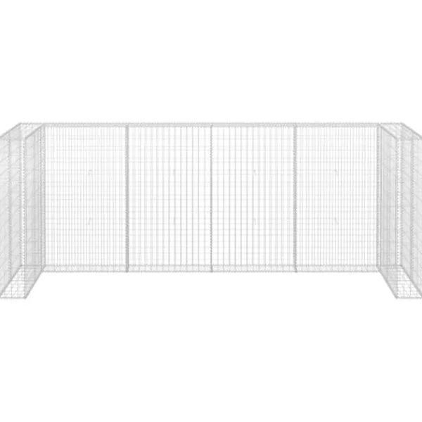 vidaXL gabionvæg til affaldsspand 320x100x120 cm galvaniseret stål - Affaldsspandsskjulere New