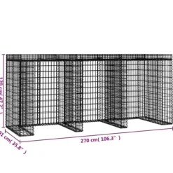 vidaXL gabionvæg til skraldespand 270x91x120 cm galvaniseret jern - Affaldsspandsskjulere Clearance