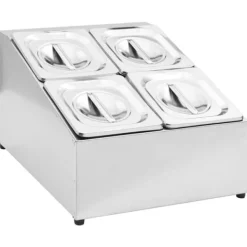 vidaXL gastronorm beholder med 4 GN 1/6-beholdere rustfrit stål - Holdere til køkkenredskaber Clearance