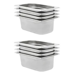 vidaXL gastronorm beholder 8 stk. GN 1/4 100 mm rustfrit stål - Varmebordspander Sale
