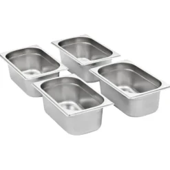 vidaXL gastronorm beholder 8 stk. GN 1/4 100 mm rustfrit stål - Varmebordspander Sale