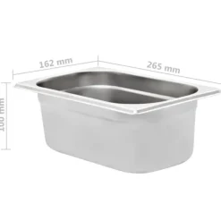 vidaXL gastronorm beholder 8 stk. GN 1/4 100 mm rustfrit stål - Varmebordspander Sale