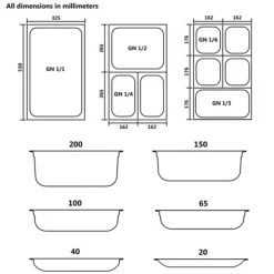 vidaXL gastronorm beholder 8 stk. GN 1/4 100 mm rustfrit stål - Varmebordspander Sale