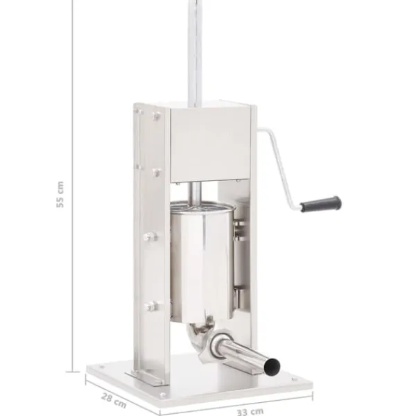 vidaXL manuel pølsestopper 3 l rustfrit stål sølvfarvet New