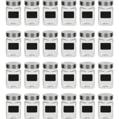 vidaXL opbevaringsglas med etiket 24 stk. 300 ml - Kagedåser New
