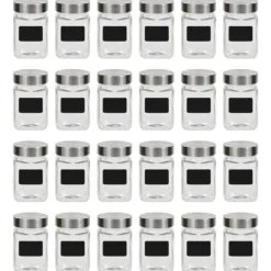 vidaXL opbevaringsglas med etiket 24 stk. 300 ml - Kagedåser New