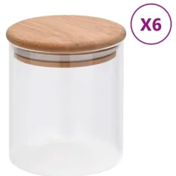 vidaXL Opbevaringsdåser>opbevaringsglas med bambuslåg 6 stk. 600 ml - Kagedåser
