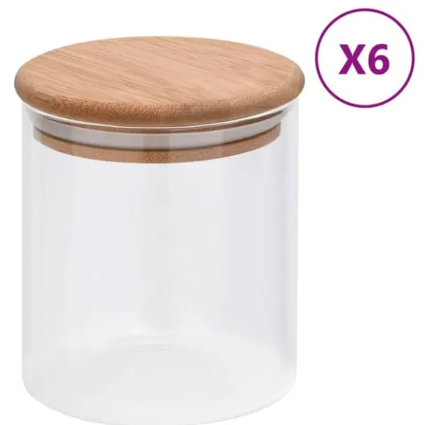 vidaXL Opbevaringsdåser>opbevaringsglas med bambuslåg 6 stk. 600 ml - Kagedåser