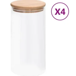 vidaXL opbevaringsglas med bambuslåg 4 stk. 1200 ml - Kagedåser Outlet