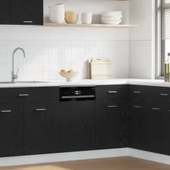 vidaXL Opvaskemaskiner>opvaskemaskinepanel "Lyon" sort eg 45x1,5x67 cm konstrueret træ