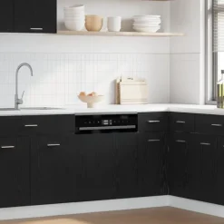 vidaXL Opvaskemaskiner>opvaskemaskinepanel "Lyon" sort eg 60x1,5x67 cm konstrueret træ