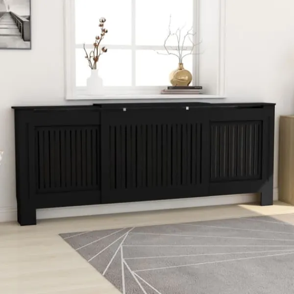 vidaXL radiatorskjuler 205 cm MDF sort - Radiatorer – tilbehør New