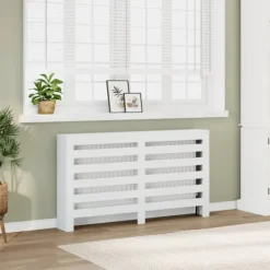 vidaXL Radiatorer>radiatorskjuler 149x20x82 cm konstrueret træ hvid