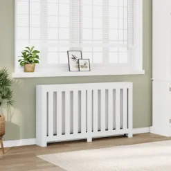 vidaXL Radiatorer>radiatorskjuler 149x20x82 cm konstrueret træ hvid