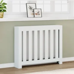 vidaXL radiatorskjuler 104x20x82 cm konstrueret træ hvid Online