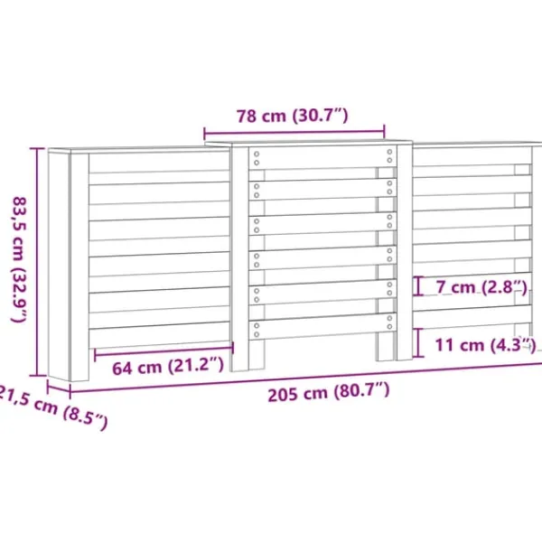 vidaXL radiatorskjuler 205x21,5x83,5 cm konstrueret træ hvid Sale