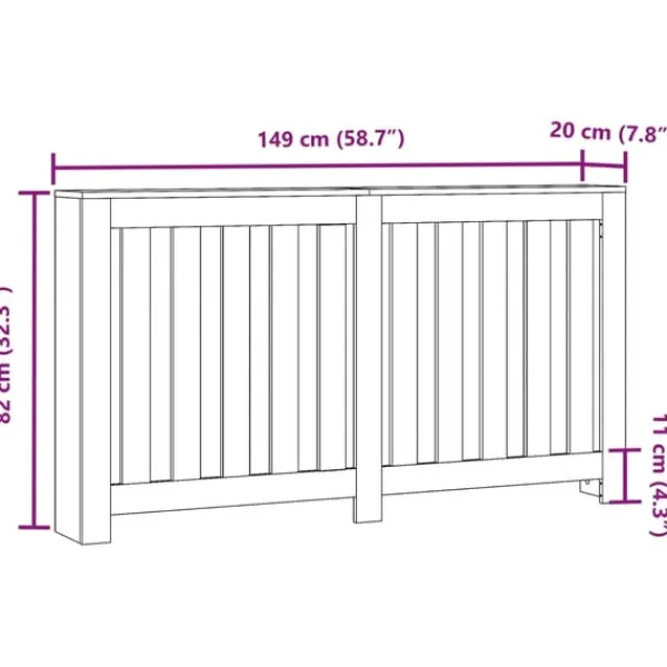 vidaXL Radiatorer>radiatorskjuler 149x20x82 cm konstrueret træ røget egetræsfarve