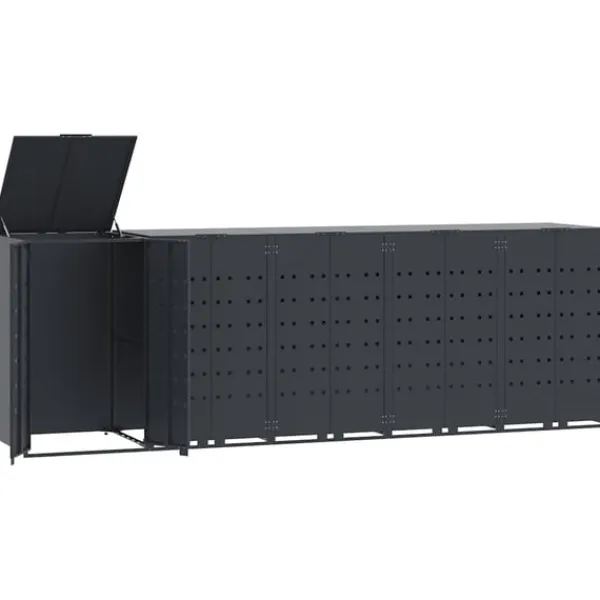 vidaXL Tilbehør Til Affaldshåndtering>skraldespandsskjuler 345x79x117 cm 5 rum stål antracit
