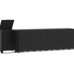 vidaXL skraldespandsskjuler 414x79x117 cm 6 rum stål sort Hot