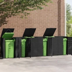 vidaXL skraldespandsskjuler 414x79x117 cm 6 rum stål sort Hot