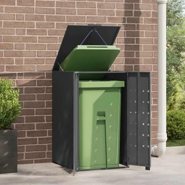 vidaXL Tilbehør Til Affaldshåndtering>skraldespandsskjuler 69x79x117 cm 1 rum stål antracitgrå