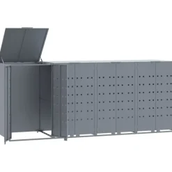 vidaXL skraldespandsskjuler 276x79x117 cm 4 rum stål grå New